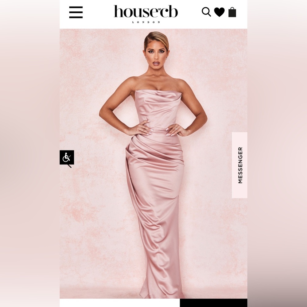 HOUSE OF CB blush satin Adrienne dress Size S cup size A-C